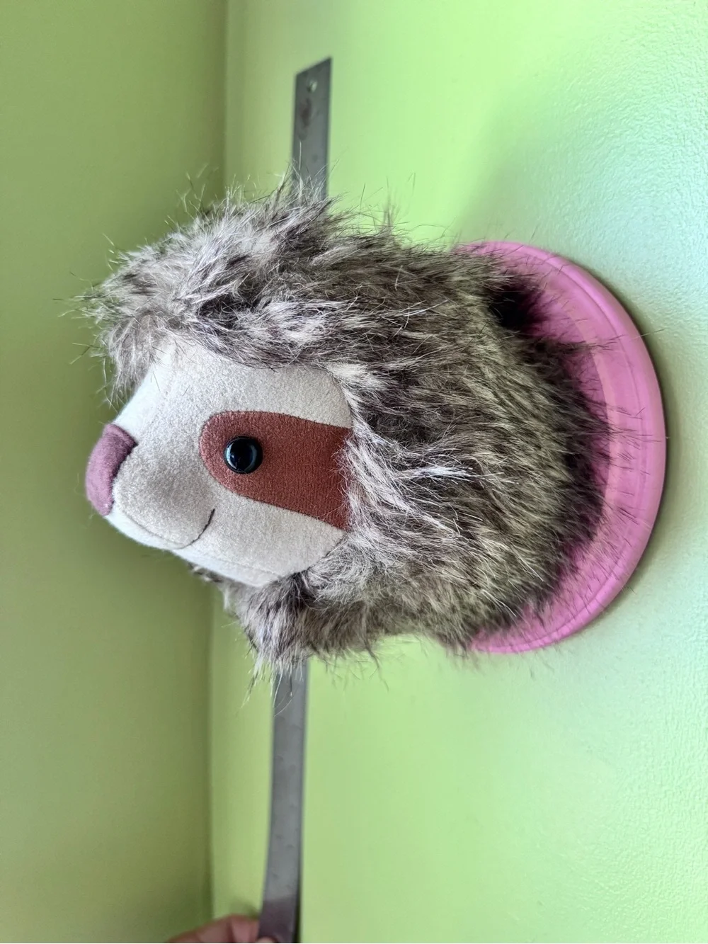 Plush Sloth Wall Mount - Pink Accent